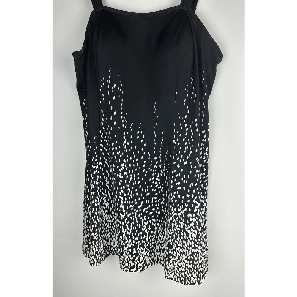 NWT Swimsuits For All 1 Piece Swim Dress Black White Dot Swimdress Plus Size 18 - Picture 3 of 9